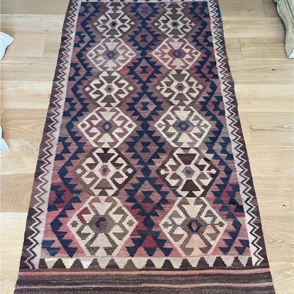 Antique Hand Woven Kilim Rug Geometric Patterned Rug - Picture 2 of 2